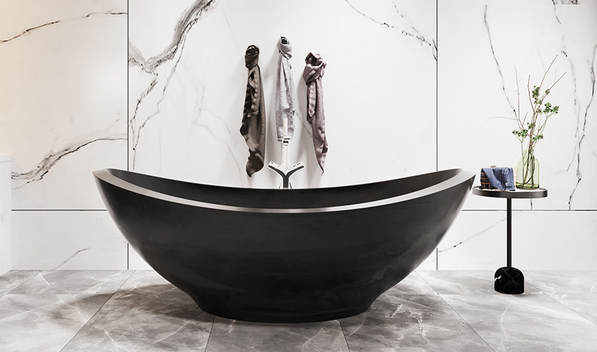 Black freestanding bathtub