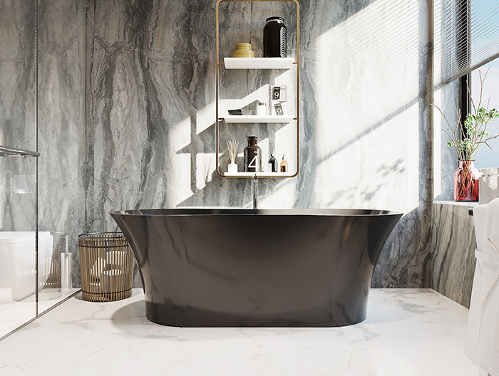 Black freestanding bathtub