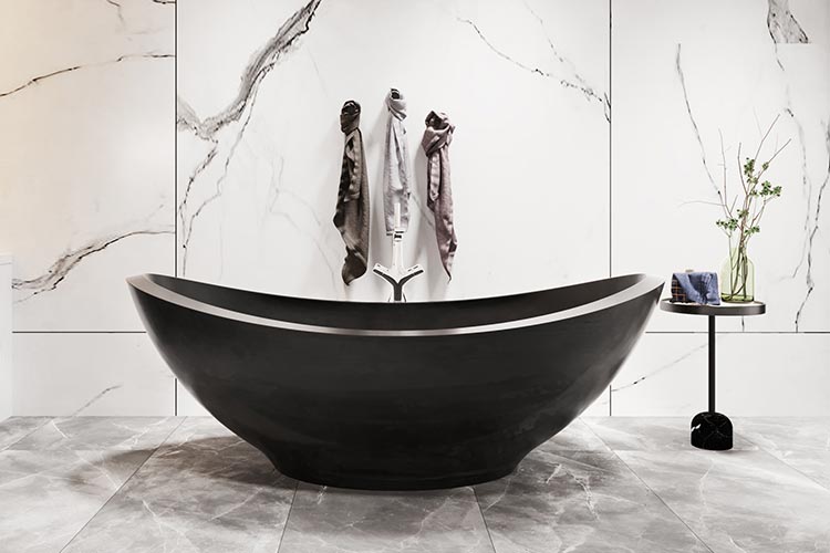 Poseidon black freestanding bathtub