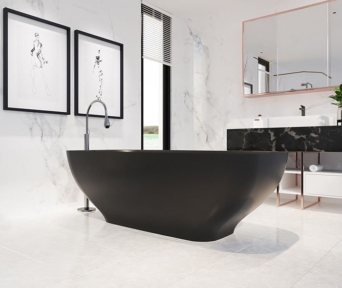 Bianca black freestanding tub