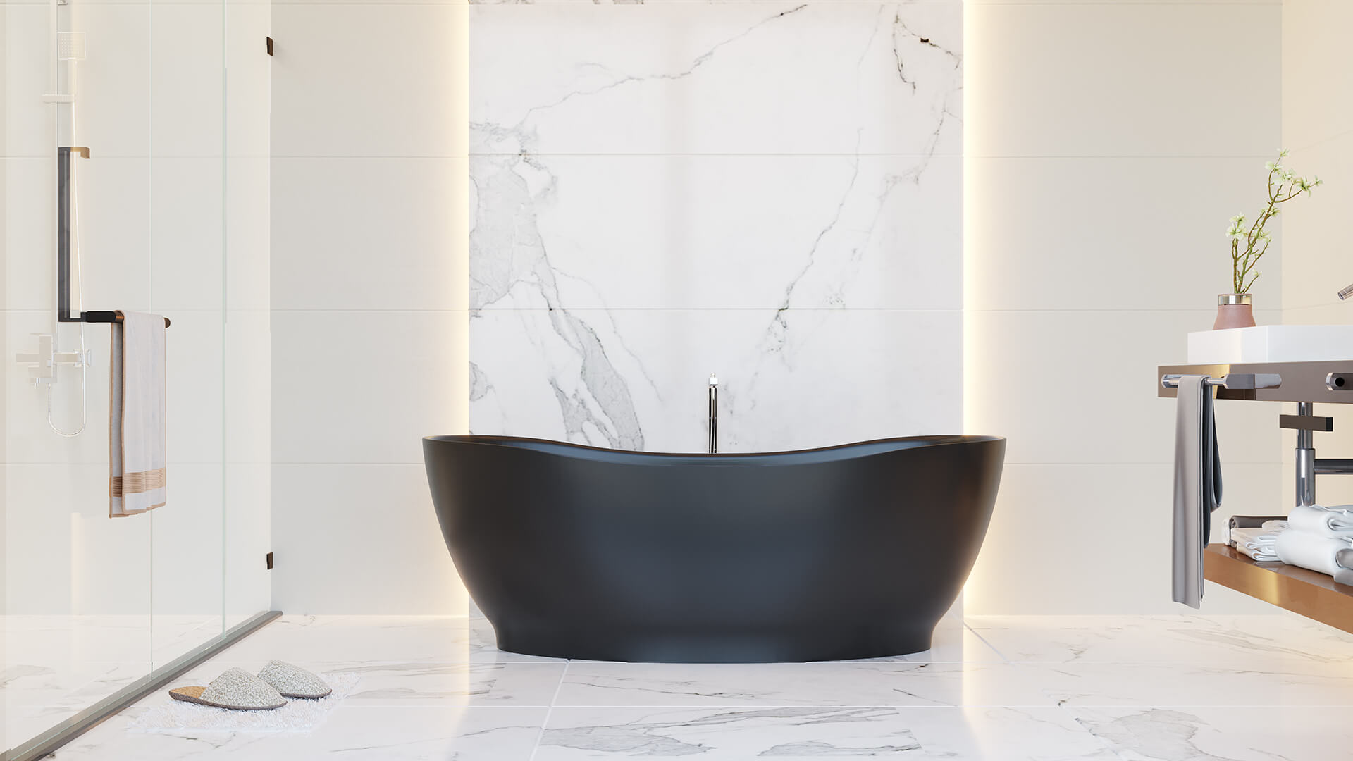 black slipper freestanding soaker tub