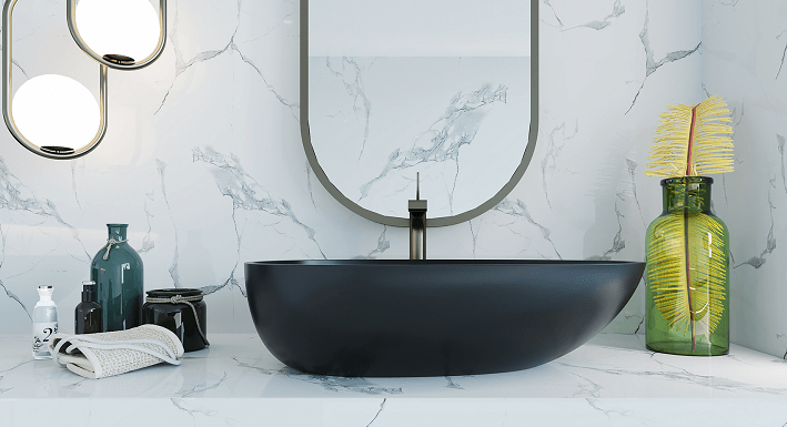 black freestanding basin