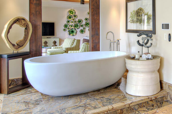 luxury freestanding bathtub with jets