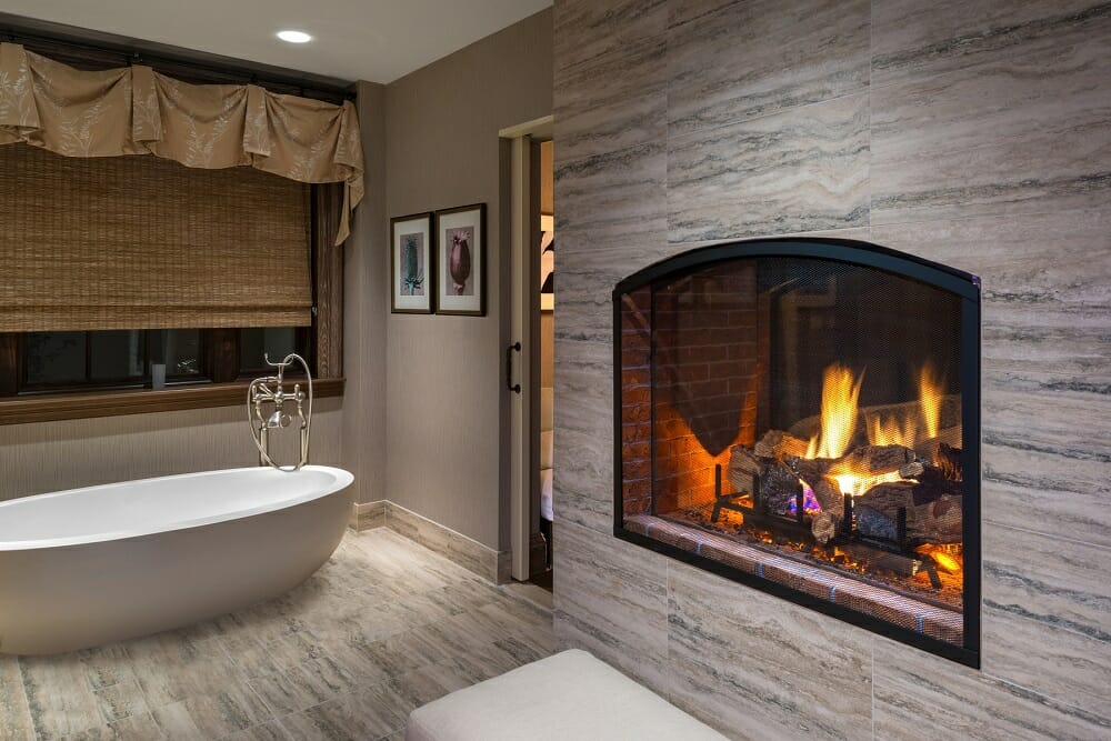 freestanding bathtub with fireplace