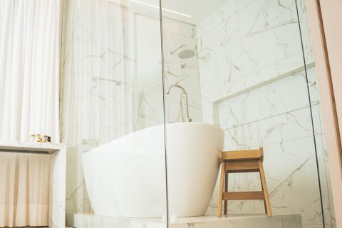 freestanding bathtub with shower